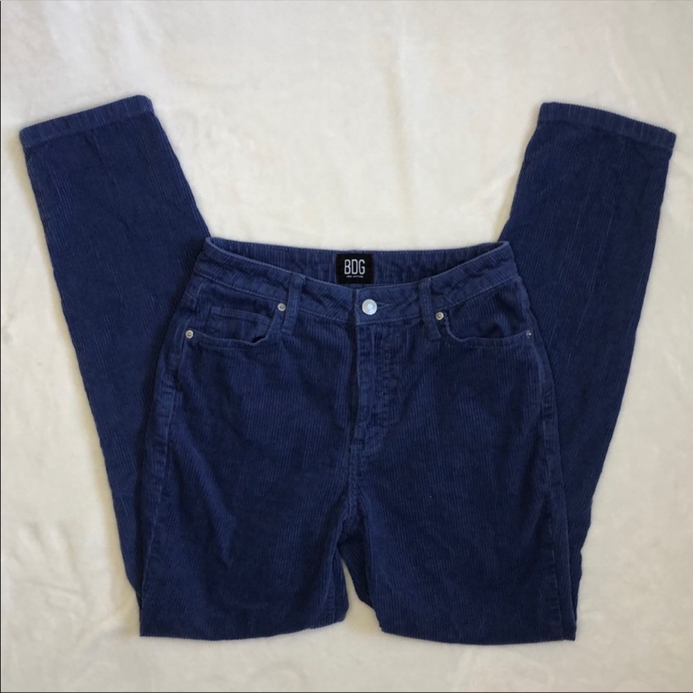 BDG Dark Blue Corduroy Mom High-Rise Pants